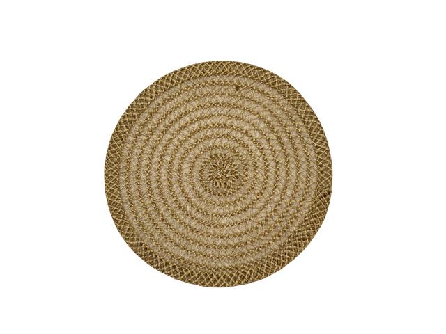 WOVEN JUTE ROUND PLACEMAT (LATTICE) (BROWN)
