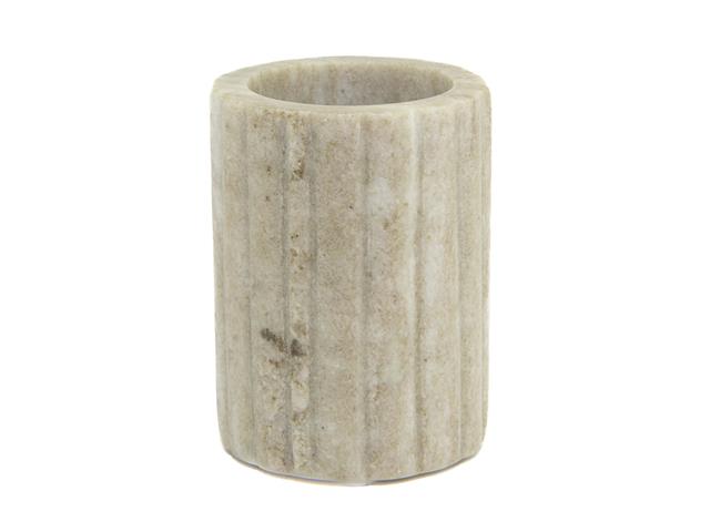 ELISE BEIGE MARBLE TUMBLER RIBBED EDGE