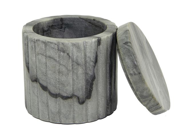 ELORA GREY MARBLE CANISTER RIBBED EDGE