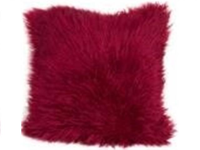 MONGOLIAN FUR PILLOW (RED) (18X18)
