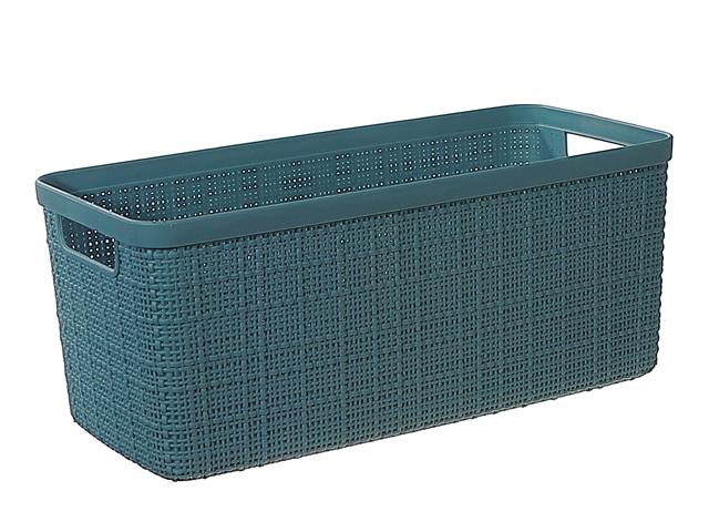 6.65Qt Jute Half Medium Basket -Aqua