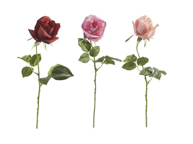 ARTIFICIAL REAL TOUCH SINGLE ROSE WITH LONG STEM  (ASSTD)