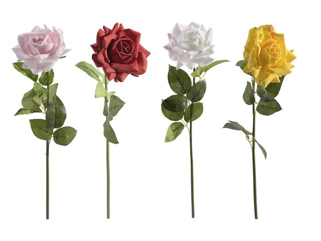ARTIFICIAL REAL TOUCH OPEN ROSE WITH LONG STEM (ASSTD)