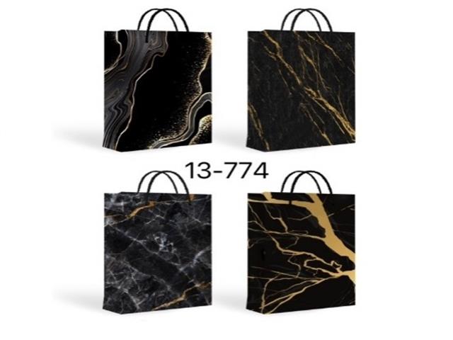 GIFT BAGS (BLACK AND GOLD MARBLE) (ASSTD) (LARGE)