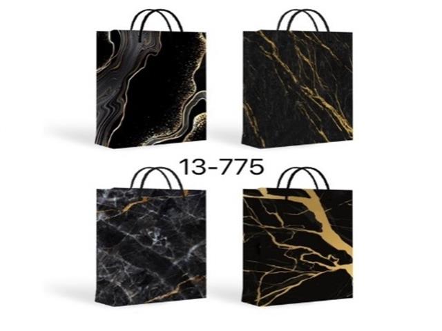 GIFT BAGS (BLACK AND GOLD MARBLE) (ASSTD) (X-LARGE)
