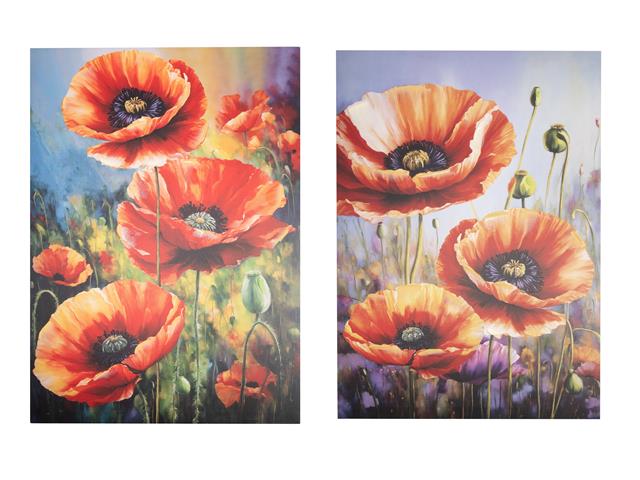HAND PAINTED CANVAS WALL ART (BLOOMING POPPIES)