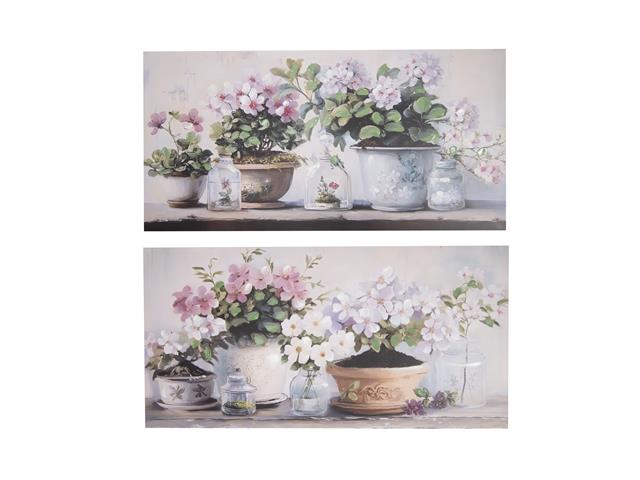 HAND PAINTED CANVAS WALL ART (POTTED FLORAL TABLESCAPE)