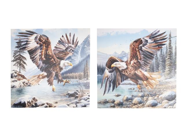 HAND PAINTED CANVAS WALL ART (SOARING EAGLE)