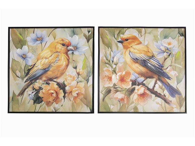 FRAMED HAND PAINTED CANVAS WALL ART (SPRING CANARY)