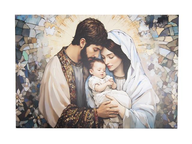 HAND PAINTED CANVAS WALL ART (HOLY FAMILY)