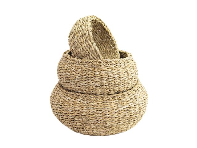 3PC ROUND SEA GRASS BASKET (NATURAL)