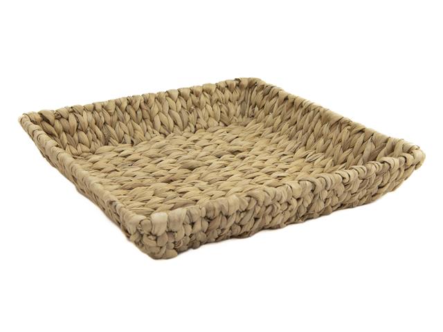 SQUARE WATER HYACINTH TRAY WITH IRON FRAME (NATURAL)