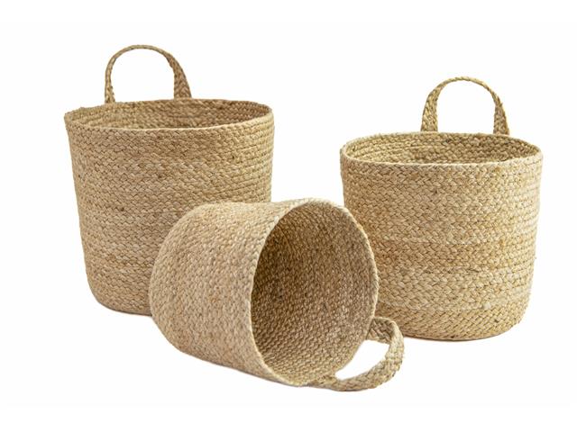 3PC ROUND JUTE HANGING BASKET (NATURAL)