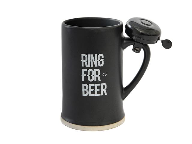 RING FOR A BEER CERAMIC MUG AND BELL GIFT SET