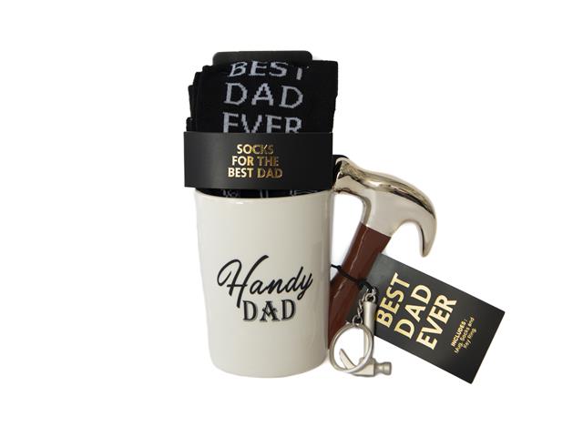 HANDY DAD CERAMIC MUG WITH SOCKS & KEYRING GIFT SET