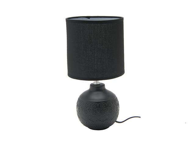 CERAMIC TABLE LAMP WITH SHADE (FLORAL EMBOSS) (BLACK)