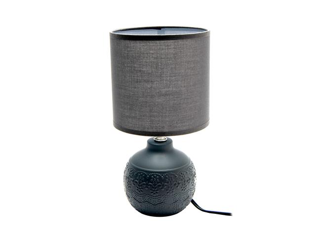 CERAMIC TABLE LAMP WITH SHADE (FLORAL EMBOSS) (COOL GRAY)