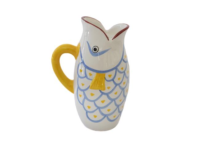 PATTERNED CERAMIC FISH PITCHER VASE
