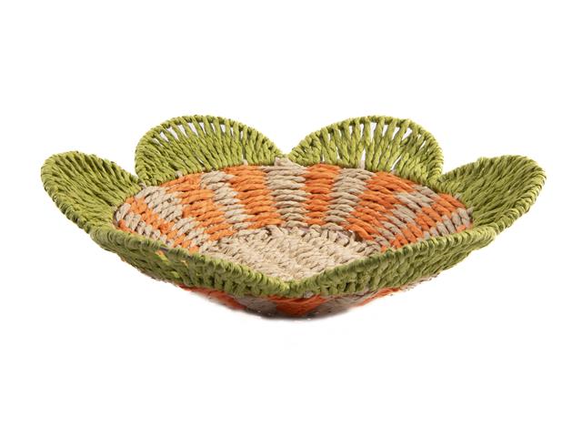 PAPER ROPE SCALLOP EDGE BOWL (GREEN/ORANGE)