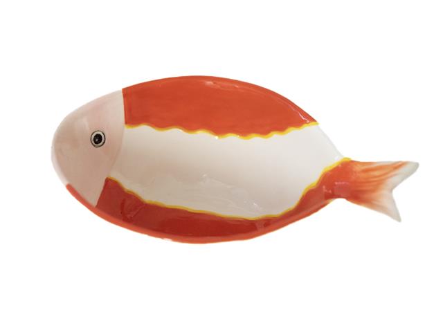 CERAMIC FISH BOWL (RED STRIPE)