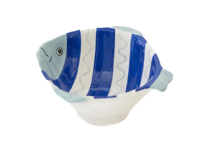 CERAMIC FISH BOWL (BLUE STRIPE)