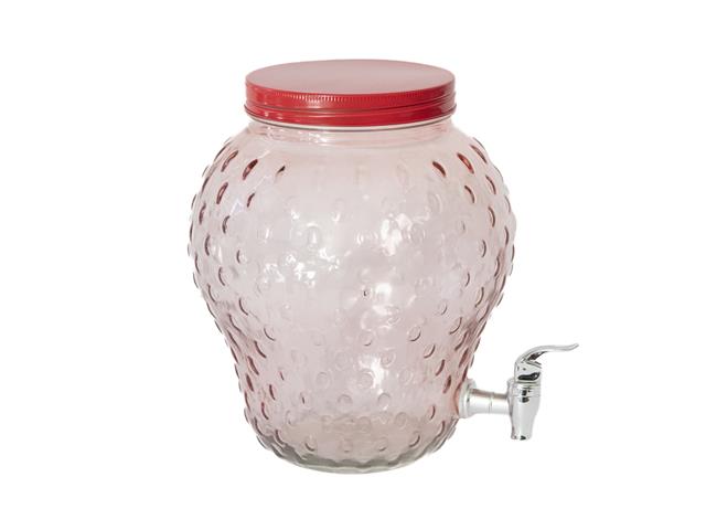 GLASS STRAWBERRY SHAPE DRINK DISPENSER