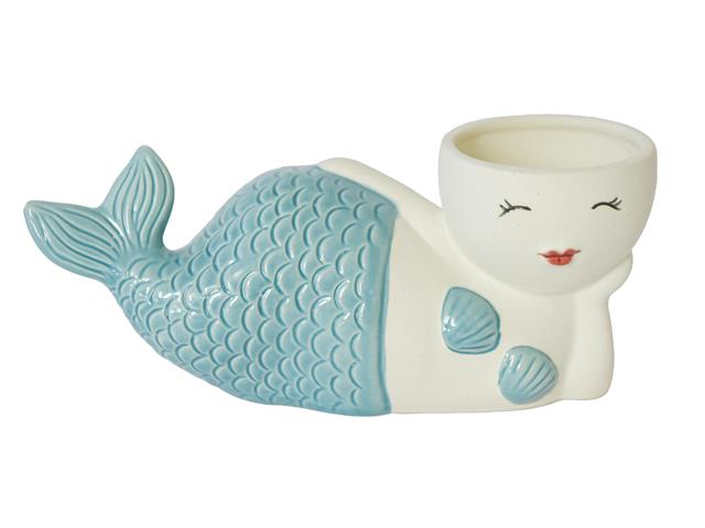 CERAMIC MERMAID PLANTER (SIDE POSE)