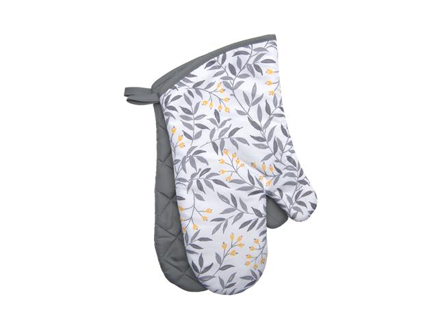 OVEN MITTS (2 PCS) (GRAY LEAVES)