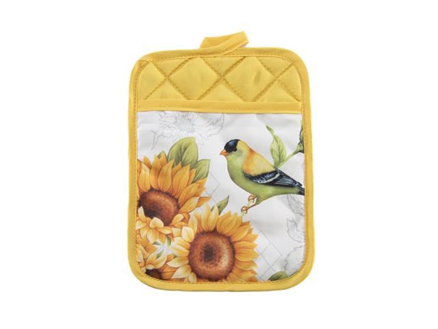 POT HOLDER WITH POCKET (FINCH ON SUNFLOWER)