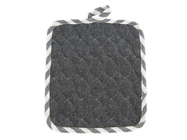 WAVE STITCHED QUILTED POT HOLDER (BLACK)