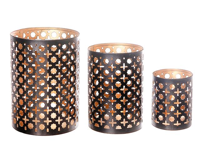 METAL CUTOUT MOR0CCAN CANDLE HOLDER (SET OF 3)