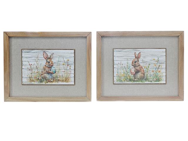 FRAMED PRINTED WALL ART (BUNNY & EASTER EGG) (ASSTD)