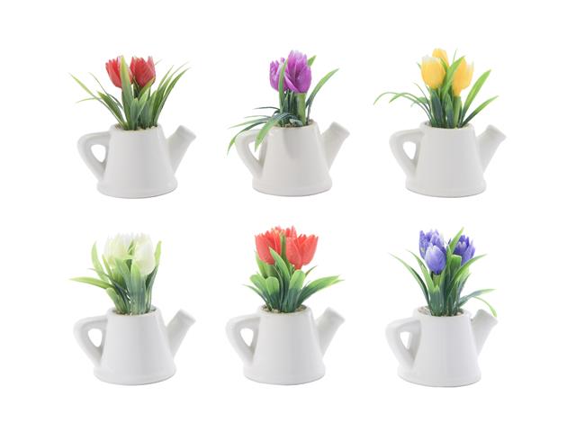 TULIPS IN CERAMIC WATERING CAN (ASSTD)