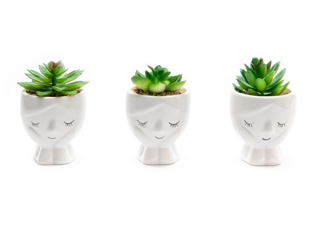 CERAMIC GIRL WITH SUCCULENT (ASSTD)