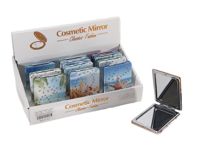 RECT. COSMETIC MIRROR - BEACH (ASSTD) (12/DISP)