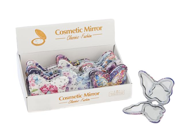 SHAPED COSMETIC MIRROR - BUTTERFLY (ASSTD) (12/DISP)