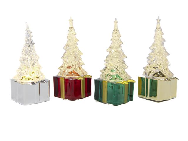 LED ACRYLIC CHRISTMAS TREE ON PRESENT (ASSTD)