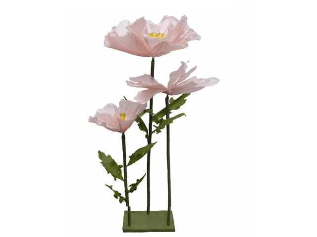 GIANT PAPER FLOWER AND BUTTERFLY STAND (PINK POPPY)