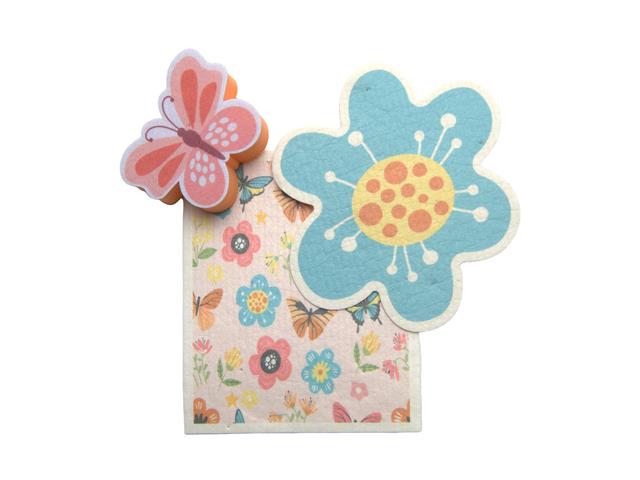 3PC CLEANING SET (DISH CLOTH & SPONGE) (SPRING BLOOM)