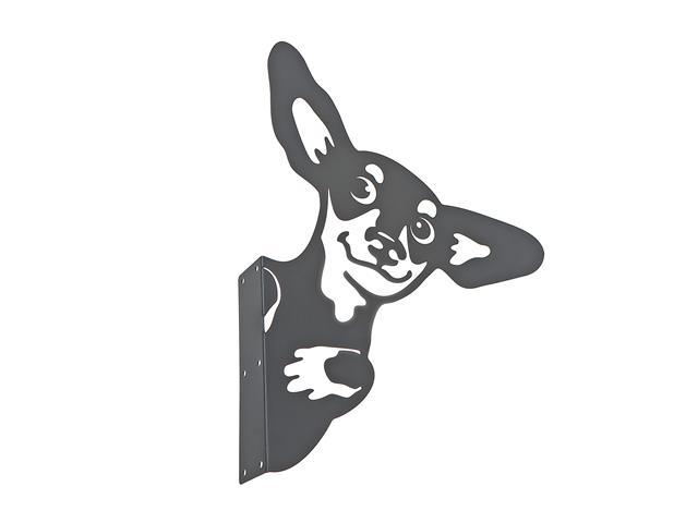 METAL BLACK WALL DECOR (PEEPING CHIHUAHUA)