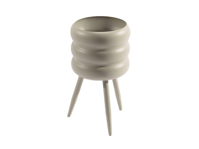 ROUND METAL BUBBLE PLANTER W/ LEGS (BEIGE) (KD)