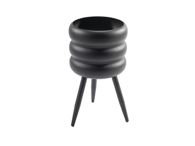 ROUND METAL BUBBLE PLANTER W/ LEGS (BLACK) (KD)