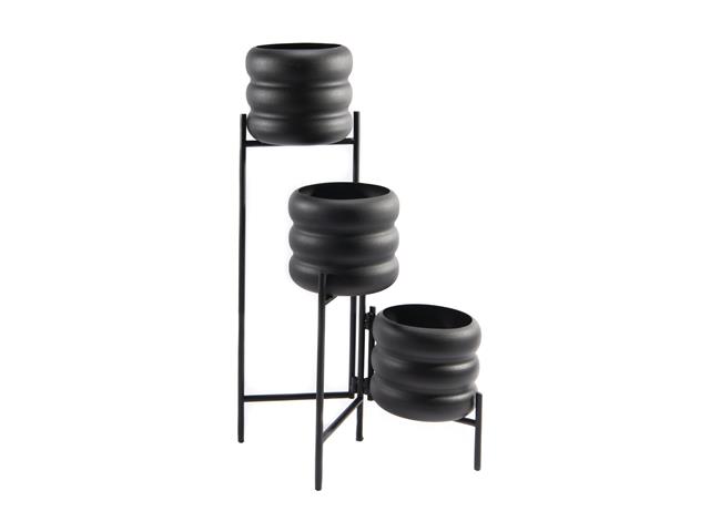 TRIPLE ROUND METAL BUBBLE PLANT STAND