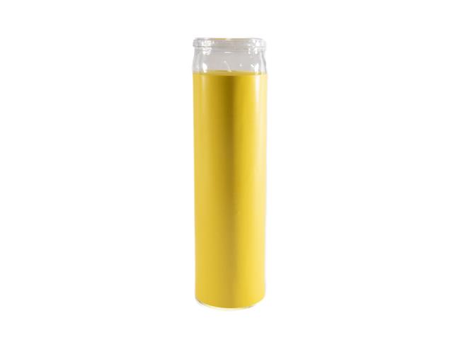 UNSCENTED TALL GLASS CANDLE (YELLOW)