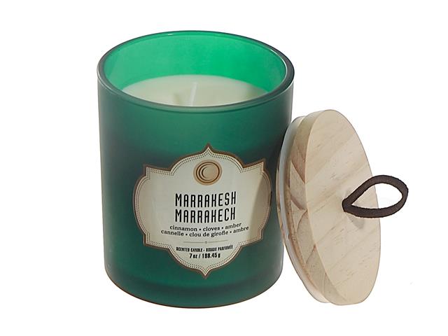 7oz GREEN JAR SCENTED CANDLE WITH LID (MARRAKESH)
