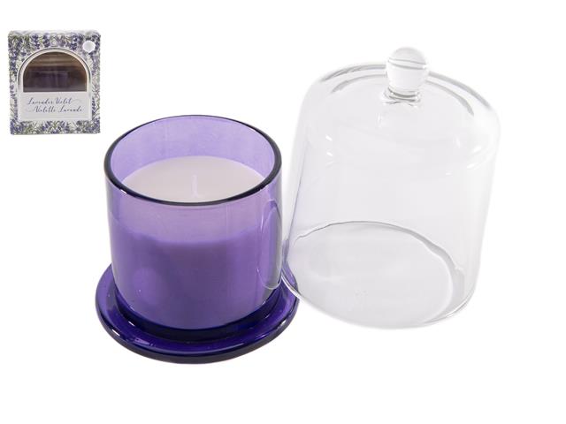 8OZ GLASS CANDLE WITH BELL COVER (LAVENDER VIOLET)