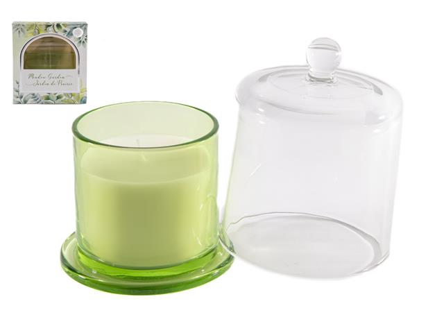 8OZ GLASS CANDLE WITH BELL COVER (MEADOW GARDEN)