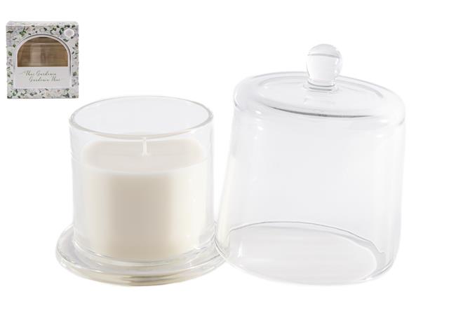 8OZ GLASS CANDLE WITH BELL COVER (THAI GARDENIA)