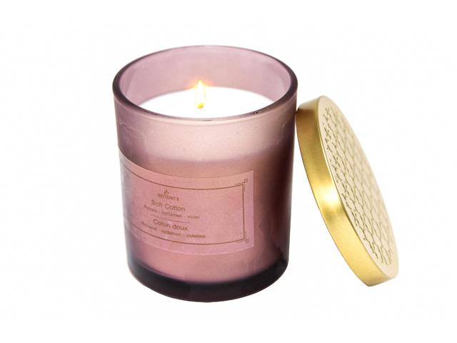 7oz MAUVE JAR SCENTED CANDLE WITH LID (SOFT COTTON)