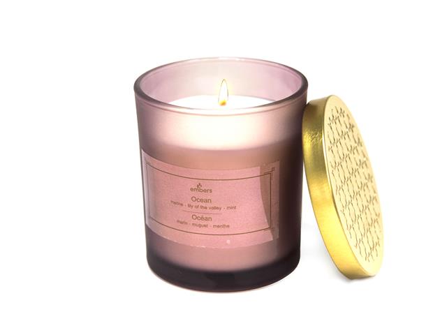 7oz MAUVE JAR SCENTED CANDLE WITH LID (OCEAN )